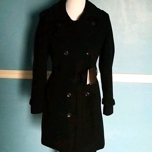 NWT Cole Haan Belted Pea Coat 8 Black